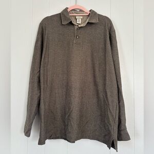 L.L. Bean Vintage Men’s L Tall  Herringbone Cotton Collared Long Sleeve Shirt
